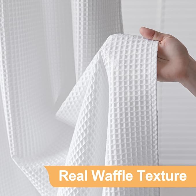 River Dream Extra Long Cotton Blend Shower Curtain with Snap in Liner, No Hook Needed, Hotel Grade Shower Curtains for Bathroom, Water Repellent, White, 71" Wx86 L