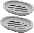 Topsky 2-Pack Soap Dish with Drain, Soap Holder & Saver, Easy Cleaning, Dry, Stop Mushy Soap (Gray)