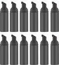 Iron BILL2 Oz Empty Foam Pump Bottle (12PCS) Travel Foaming Soap Dispenser for Hand Soap, Lash Shampoo Cleanser (Black Pump)