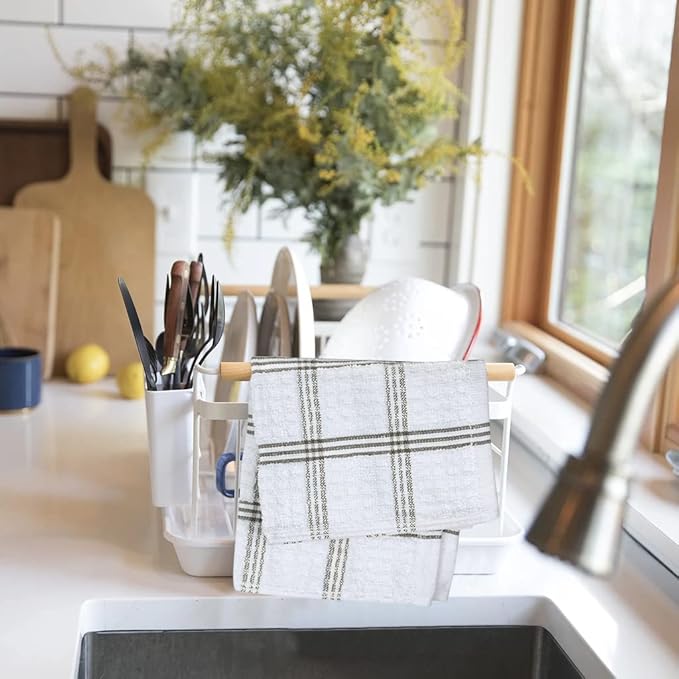 DAN RIVER Premium Dish Cloth 100% Cotton 12 X 12 Inches |Pack of 8|-Ultra Soft Tea Towels-Highly Absorbent Kitchen Rags-Terry Dishcloth for Kitchen and Household Cleaning |Grey|