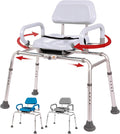 Platinum Health Carousel Sliding Shower Chair Transfer Bench with Swivel Seat (White)