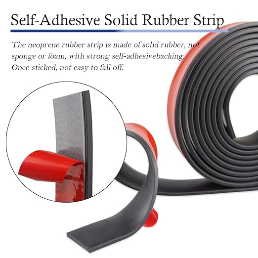 Neoprene Rubber Strips Self Adhesive Solid Rubber Sheets, Rolls & Strips for DIY Gaskets Crafts Pads Seals Warehouse Flooring Neoprene Sheet with Adhesive Backing (1" Wide x 1/8" Thick x 20' Long)