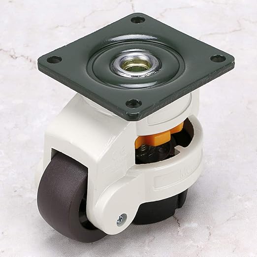Skelang 4 Pcs 40F Leveling Machine Caster, Top Plate Leveling Wheel with Retractable NBR Pad for Heavy Workbench Table, Electric Equipment, Bank Device, Vending Machine, Total Loading Capacity 330 Lbs