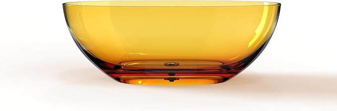 Solid Surface Freestanding Bathtub 61", Modern Oval Shape Soaking Tub, Stone Resin Stand Alone Bathtub with Drain & Integrated Slotted Overflow Transparent Orange AMFS303-1550-Orange