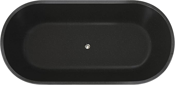 Stone Resin Freestanding Bathtub 63", Terrazzo Bathtub Soaking Tub, Solid Surface Stand Alone Bathtub with Drain & Integrated Slotted Overflow Matte Black AMFS-MY007-BK