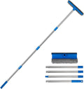 30"-59" Window Squeegee,2 in 1 Squeegee Window Cleaner with Long Stainless Steel Handle,Sponge Car Window Squeegee for Gas Station, Glass,Shower,Outdoor High Window Cleaning (Green) (51 inch)