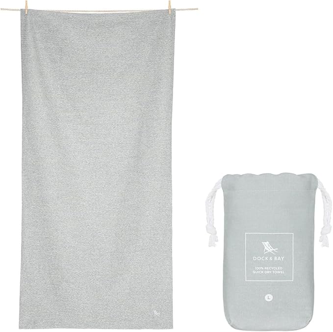 Dock & Bay Beach Towel - Quick Dry, Sand Free - Compact, Lightweight - 100% Recycled - Includes Bag - Set of 6 - Essentials, Extra Large (200x90cm, 78x35)