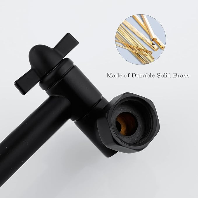 10 Inch Matte Black Shower Arm, Easy to Install, Durable Solid Brass Black Shower Head Extension Arm with Lock Joints