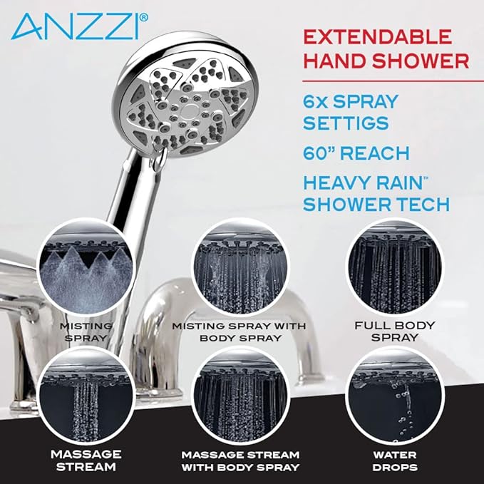 ANZZI Walk In Tub 53" x 27" Right-Drain Bathtub, Air & Whirlpool Massage Jets, Quick Fill with 6‑Setting Handheld Shower, Aromatherapy, Bath Pillow, LED Light | 2753FLWR