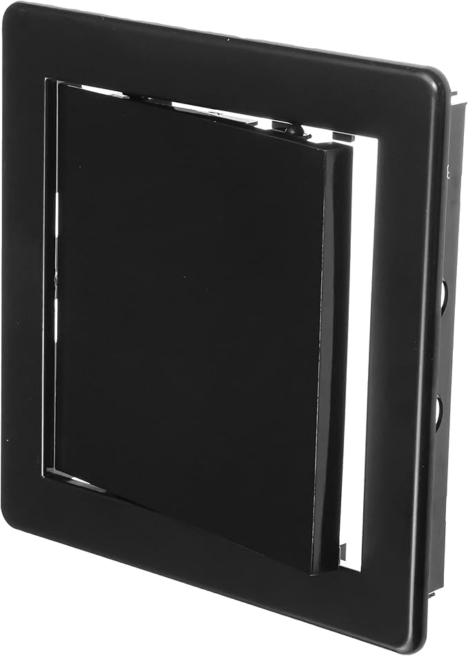 6" x 6" Black Plastic Access Panel. Service Shaft Door Panel. Plumbing, Electricity, Heating, Alarm Wall Access Panel for Drywall. Bathroom Services Access Hole Cover.