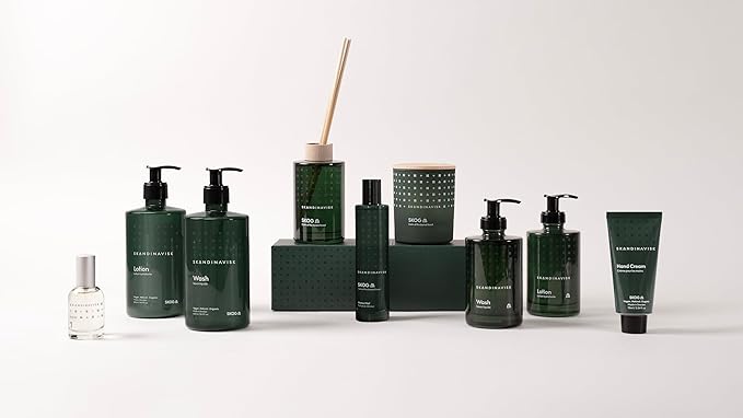 Skandinavisk SKOG ‘Forest’ Hand & Body Wash, Scent Notes: Pine Needles and Fir Cones, Birch Sap and Woodland Lily of the Valley, Coloured Glass Bottle With Pump, 6.75 fl. oz.