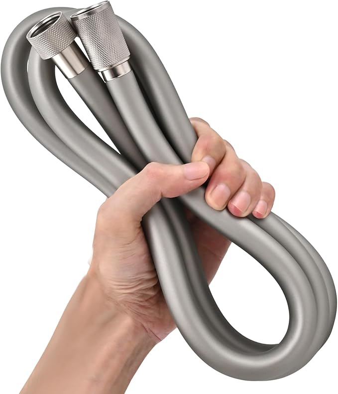 Silicone Shower Hose Extra Long,Explosion Proof Anti Winding Showerhead Hose,Used In Showerheads Spray Bidet Bathing Toilet Cleaning Flexible RV Shower Hoses Replacement (Brushed Nickel, 59 In)