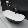 67 Inch Acrylic Freestanding Bathtub, Soaking Bathtub with Matte Drain and Overflow, Modern Square Tub with Deep Ergonomic Design, Double-Walled Insulation for Bathroom Relaxation, cUPC Certified