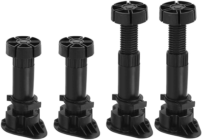 120x44mm(LxW) Adjustable Leveling Feet - 4Pack- Good for Furniture - Leveler Support Frame Replacement Legs - Black