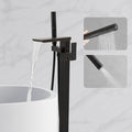 RUMOSE Oil Rubbed Bronze Bathtub Filler Freestanding Tub Filler Floor Mount Tub Faucet Waterfall Bathtub Faucet with CUPC Certified High Flow Brass Bath Shower Faucets with Handheld Sprayer