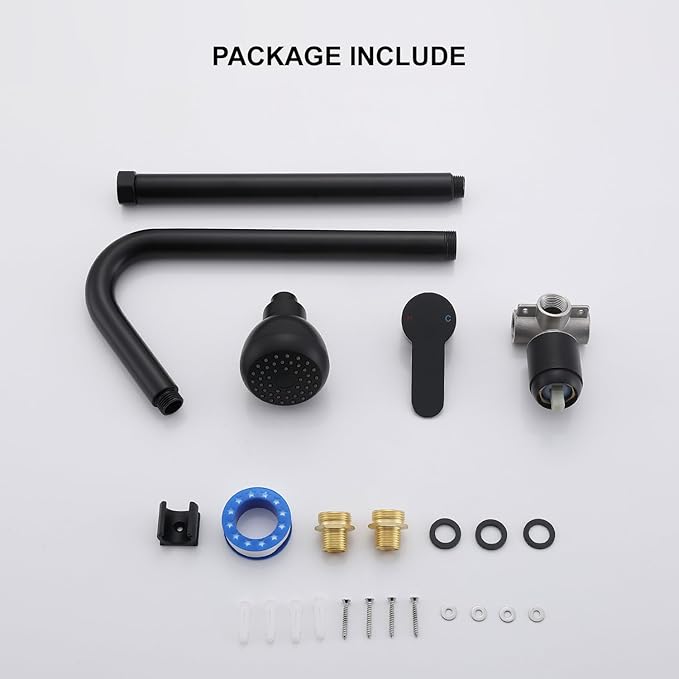 Outdoor Shower System, Matte Black Single Handle Outdoor Shower Faucet with High Pressure Shower Head and Valve for yard(Garden Hose Adapters Included)