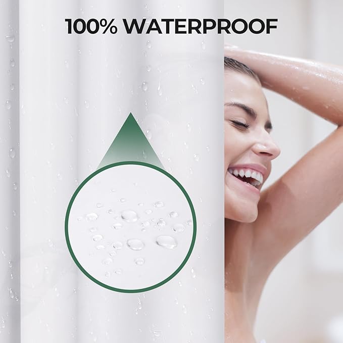 AmazerBath Shower Curtain Liner 2 Pack, 72 x 78 Inches PEVA Plastic Shower Liner with 3 Weighted Stones and 12 Rustproof Metal Grommet, Lightweight Waterproof Shower Curtain - White