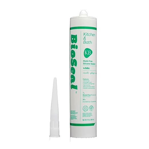 White BioSeal 100% Silicone Sealant Caulk Kitchen and Bath Grade, Waterproof and No Odor 10.1 Ounce Cartridge 18 White Tubes Set