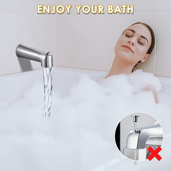 Enhon 7 Inch Slip on Tub Spout with Diverter, Compatible with Moen 3839/Moen 3853, Bathtub Diverter Spout Fits 1/2" Copper Water Tube(5/8" Diameter), 5/32" Hex Wrench(Brushed Nickel,Classic)