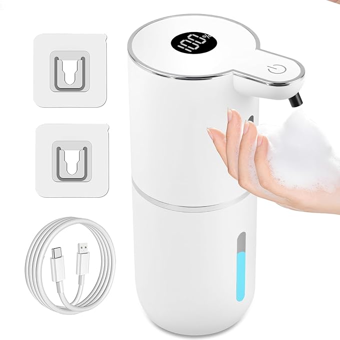 Automatic Soap Dispenser Touchless, Rechargeable Foaming Hand Soap Dispenser with 6 Adjustable Levels & Waterproof Design | Hands-Free Dispenser for Bathroom, Kitchen, Dishwashing & Shower
