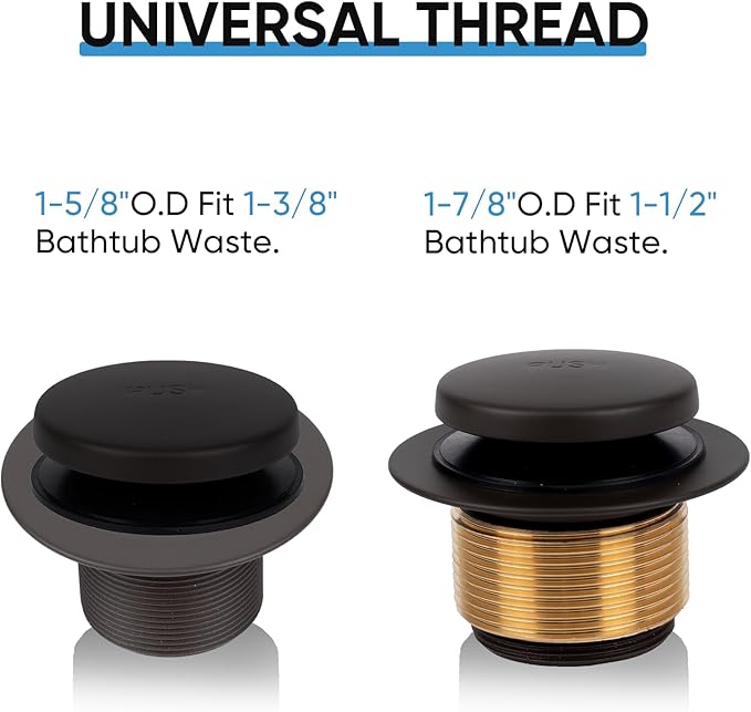 Bronze Bathtub Tub Drain Conversion Kit with Two-Hole Overflow Faceplate, Minupwell Tip-Toe Replacement Bath Tub Drain Trim Kit with Universal Fine/Coarse Thread Assembly，Oil Rubbed Bronze