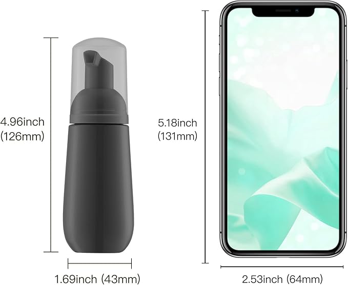 2oz Foam Bottle, Empty Travel Foaming Pump Dispenser for Hand Soap, Lash Cleanser, Shampoo (3PCS, Black)