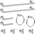 Cilee 10 Piece Chrome Bathroom Accessories Set, 24inch Polished Chrome Towel Bar Ring+Toilet Paper Holder+ Robe Towel Hook SUS304 Stainless Steel Bathroon Hardware Set