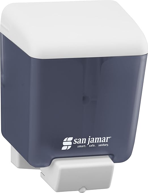 San Jamar Classic Soap Dispenser for Public Restrooms, Manual, Wall Mounted, Refillable, Plastic, 30 Ounce Capacity, Arctic Blue (Pack of 6)