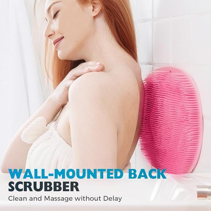 Silicone Shower Foot Scrubber Mat, 2025 Upgrade Shower Mat Slip Suction Cups Foot Scrubber for Men and Women (1 * Pink)
