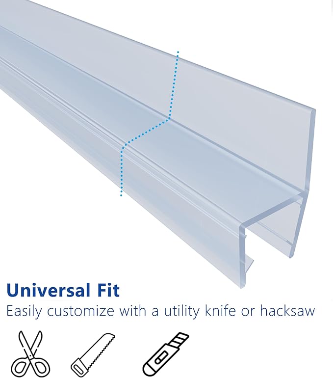 2-Pack Frameless Shower Door Seal Strip, 80" Long Shower Door Side Seal for 3/8" (10mm) Thick Glass – Prevent Leaks & Create a Waterproof Barrier
