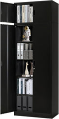 Metal Storage Cabinet, 87 Inch Tall Metal Storage Cabinet with Doors and Shelves, Pantry Cabinets for Kitchen Storage, Garage Cabinet for Living, Dining Room, Assemble Required.