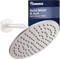 HammerHead Showers® Solid Metal 8 Inch Rainfall Shower Head – BRUSHED NICKEL - Shower Head Rainfall - 2.5 GPM High Flow Shower Head Optimized for Pressure – Large Round Rain Shower Heads