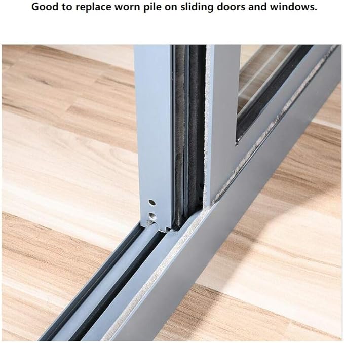 TORRAMI Adhesive Brush Seal Weather Stripping 11/32 inch x 3/16 inch x 16 ft, Dustproof Soundproof Windproof for Windows Bottom and Frame,Sliding Doors Frame,Wardrobe, Black