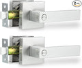 Door Lever, Heavy Duty Interior Door Handles for Bathroom & Bedroom Privacy Door Lock Handle Keyless Door Knobs in Satin Nickel for Right & Left Sided Doors, 2 Pack