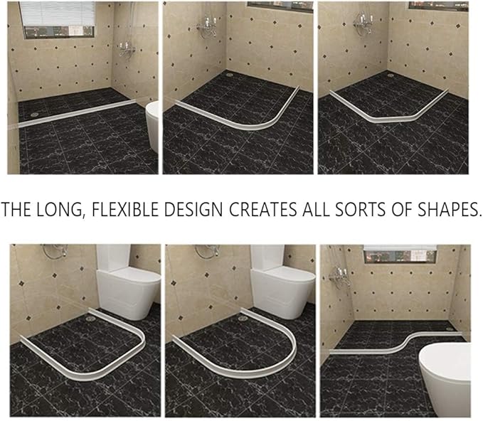 Duzzy 75 Inch Collapsible Shower Threshold Water Dam, Ideal for Wheelchair Accessible, Suitable for Accessibility ADA Handicap Showers