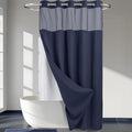 River Dream Heavyweight No Hooks Required Dotted Waffle Weave Shower Curtain with Snap in Liner -Extra Long 71W x 86H,Hotel Grade,Spa Like Bath Curtain,Navy