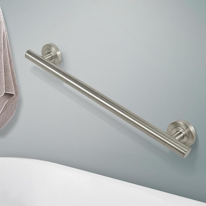 Lava Odoro Shower Grab Bar, Modern Stainless Steel Handicap Grab Bar for Bathtubs and Showers, Shower Safety Bar for Seniors Disabled, ADA-Compliant (Brushed Nickel, 12 Inch)