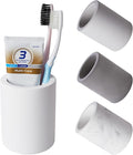 Drying Stone Toothbrush Holder, Diatomite Toothbrush Cup for Bathroom Counter, Quick Drying Electric Toothbrush and Toothpaste Holder Bathroom Organizer, White