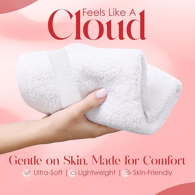 RIVERSIDE 12 Pack Premium 100% Cotton Face Washcloths, 550 GSM, 12 x 12 Inches, Soft, Absorbent Towels for Body & Shower, Bathroom Wash Clothes, Durable Face Towels Set for Spa, Gym, White