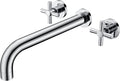SUMERAIN Tub Filler Wall Mounted Tub Faucet High Flow Bathtub Faucet Chrome Finish with Rough in Valve, Extra Long Spout and Cross Handles