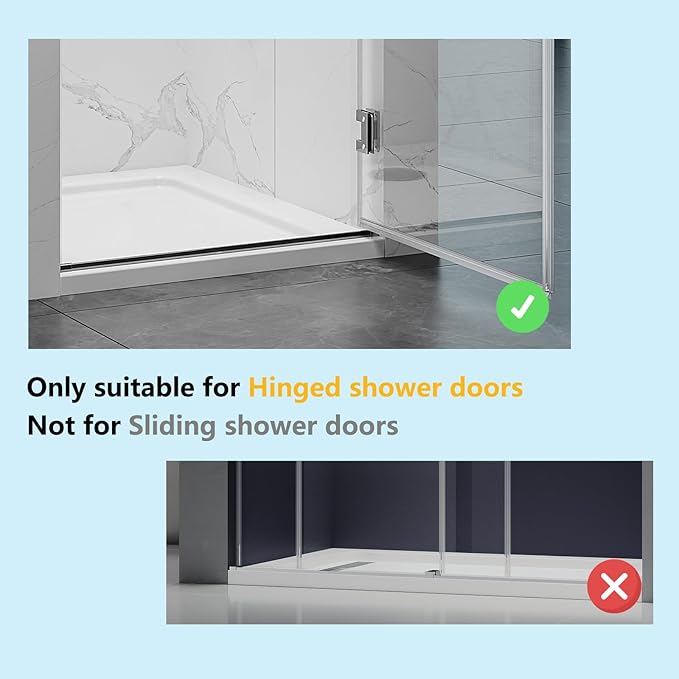 Frameless Shower Door Bottom Seal Strip for 3/8" (10mm) Thick Shower Glass, 36" Long Shower Sweep with Drip Rail, Vinyl Material, Clear - Stop Shower Leaks and Create a Water Barrier