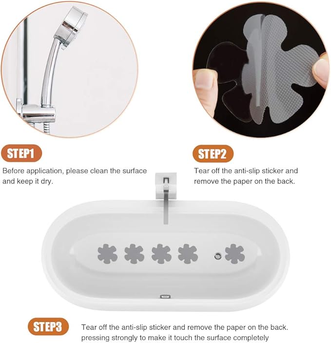 Bathtub Stickers Non-Slip, 36PCS Safety Shower Treads Adhesive Appliques with Premium Scraper Grey