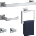 16 in Matte Bathroom Accessories Set, Bath Towel Bar Set, Stainless Steel Bathroom Hardware Set, Towel Racks for Bathroom Wall Mounted 5 Pcs（Silvery）