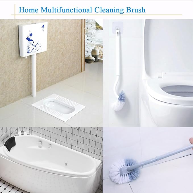 2 Pack Curved Toilet Bowl Brush Without Holder for Bathroom, Compact Toilet Brush Durable Under The Rim Household Deep Cleaning Brushes (Black Toilet Brush Without Holder)