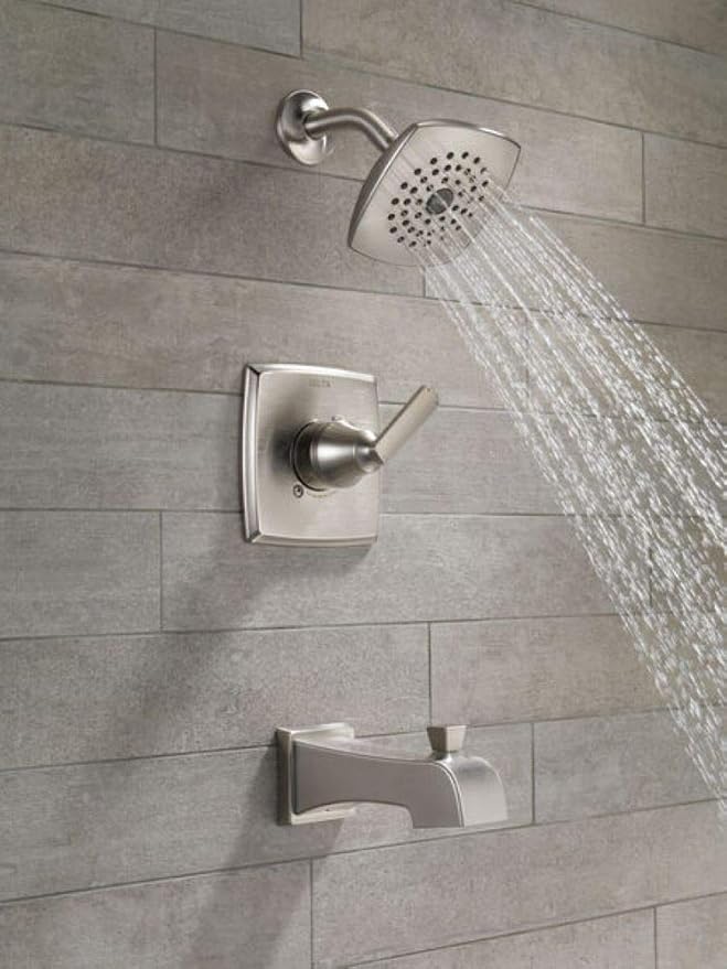 Delta Faucet Ashlyn 14 Series Single-Handle Tub and Shower Trim Kit, Shower Faucet with Single-Spray Touch-Clean Shower Head, Stainless T14464-SS (Valve Not Included)