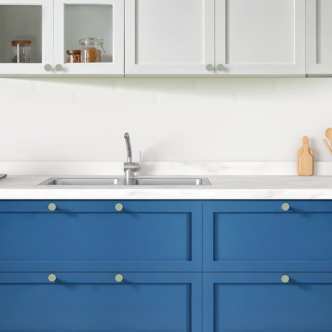 Ravinte 25 Pack Cabinet Knobs Light Green Kitchen Cabinet Knobs Round Dresser Drawer Pulls Closet Door Pulls 1-1/5 Inch