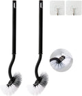 2 Pack Curved Toilet Bowl Brush Without Holder for Bathroom, Compact Toilet Brush Durable Under The Rim Household Deep Cleaning Brushes (Black Toilet Brush Without Holder)