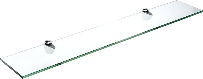 Spancraft Glass P-6x21-Chrome Peacock Glass Shelf, Chrome, 6" x 21"