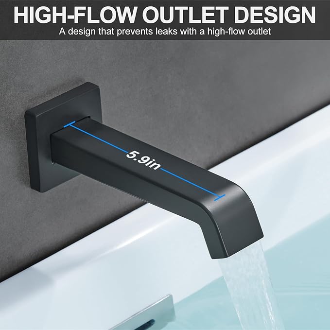 Bathtub Shower Faucet Set with Pressure Balance Valve, 12" Ceiling Mount Shower System with Tub Spout Multi-function Handheld Head Push Button Diverter Shower Trim Kit, Matte Black