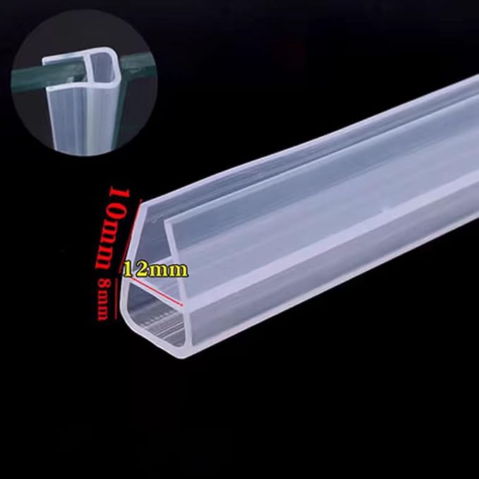Frameless Soft Shower Door Sweep Seal Drip Rail, Glass Shower Silicone Door Seal Strip,Weatherproof Silicone Seal Fit for Glass (U Type, 12mm (1/2"))